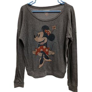 LST & FND for American Eagle Womens Mini Mouse Top Small Gray Long Sleeve Casual